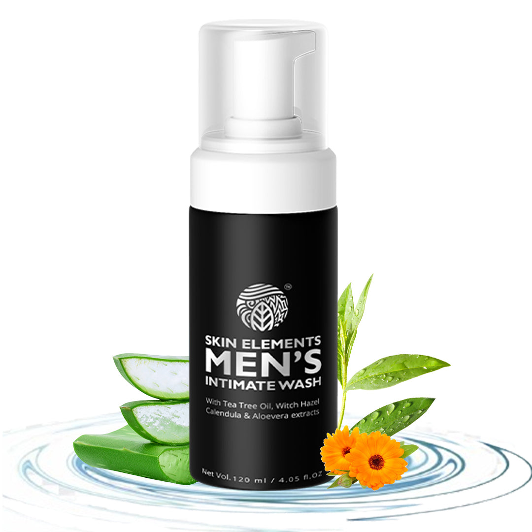 Skin Elements Intimate Wash for Men with Tea Tree Oil (4.05 fl. oz.) | pH Balanced Foaming Hygiene Wash | Prevents Itching, Irritation & Bad Odor