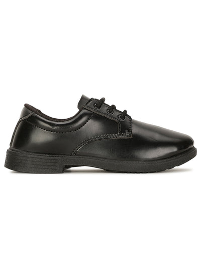 Bata Boy's Black Lace-up Derby School Shoes - Black