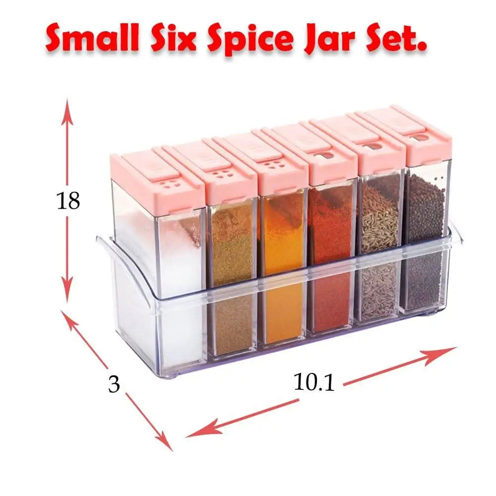 Plastic Spice Jars (6 Pcs 14x22x8cm Multicolour) HP DD