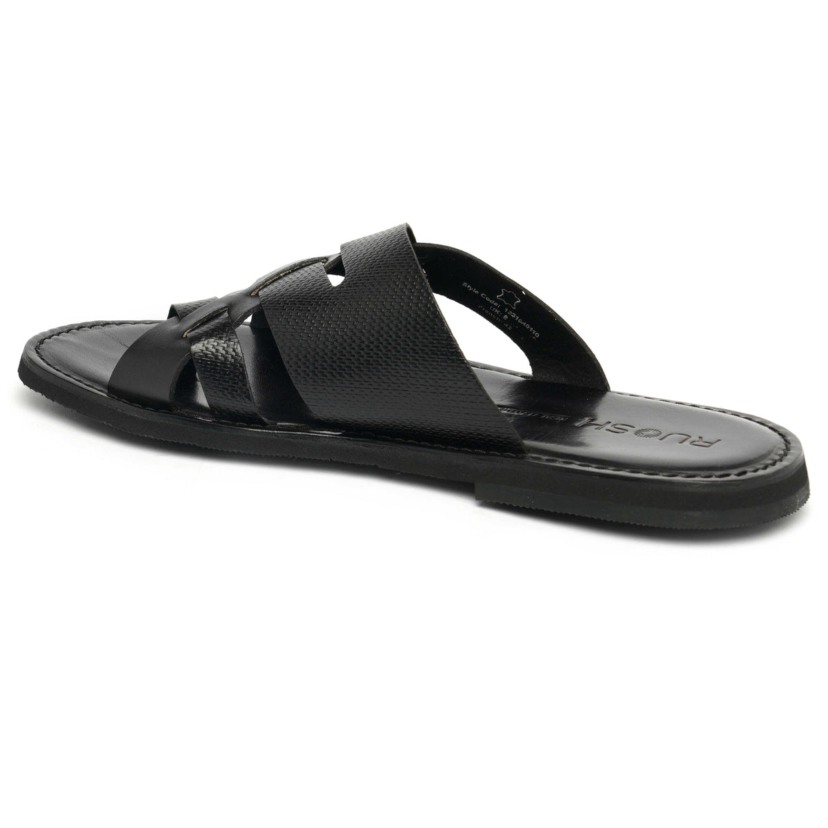 The Pisa Ruosh Men Black Cross Strap Slipper