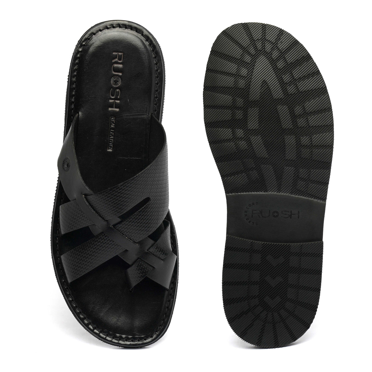 The Pisa Ruosh Men Black Cross Strap Slipper