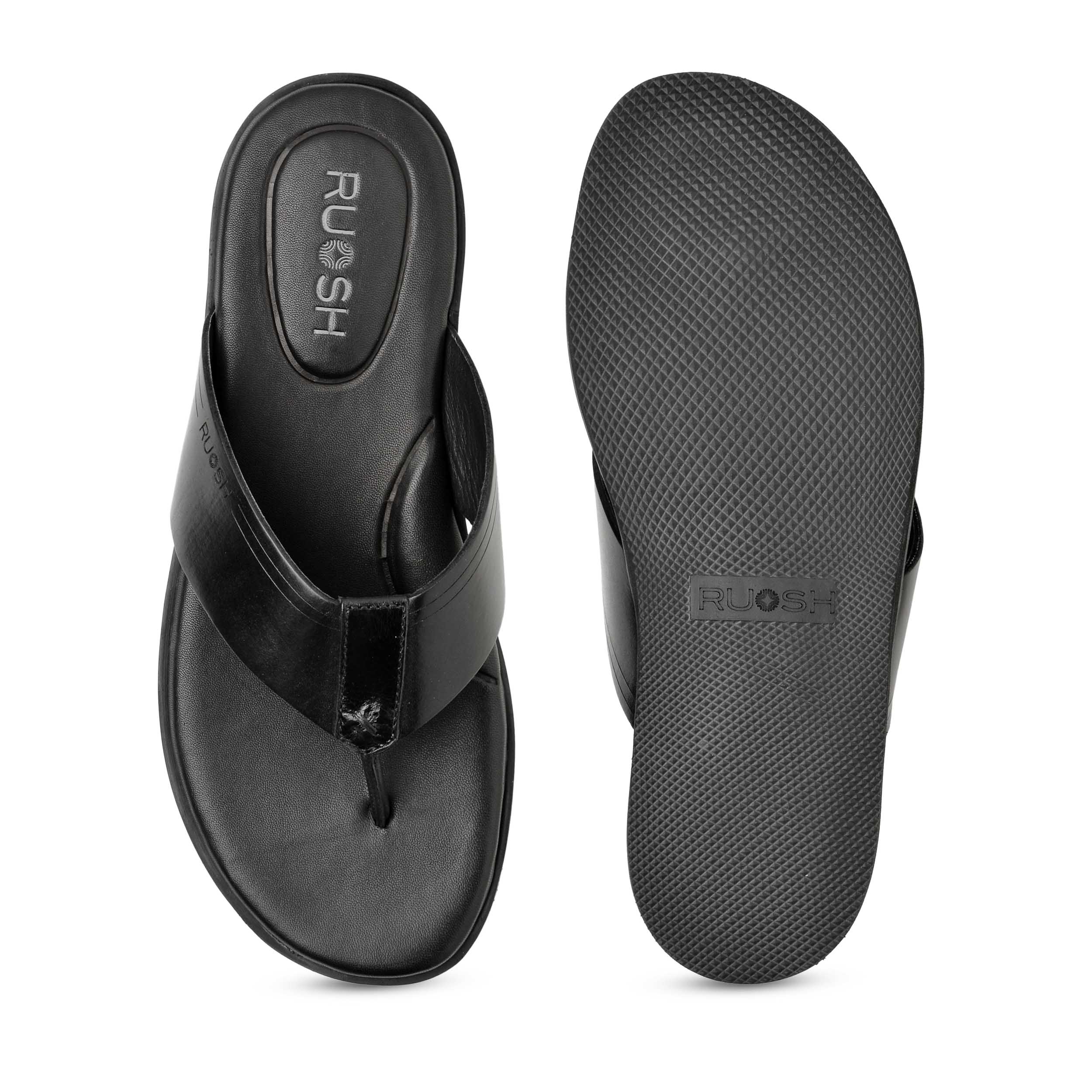 The Aero Ruosh Men Black Slipper