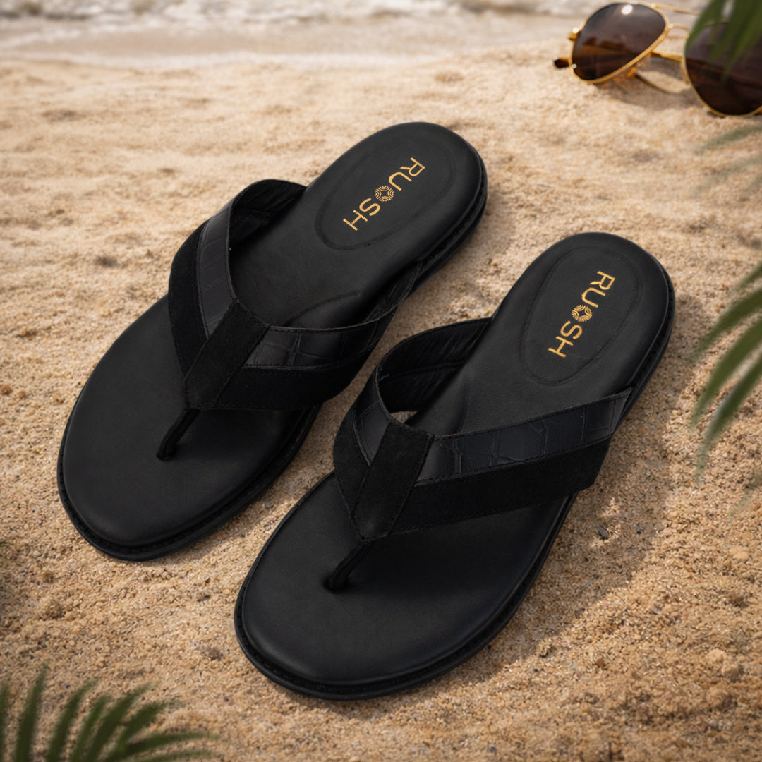 Onyxp Ruosh Men Black Sandals
