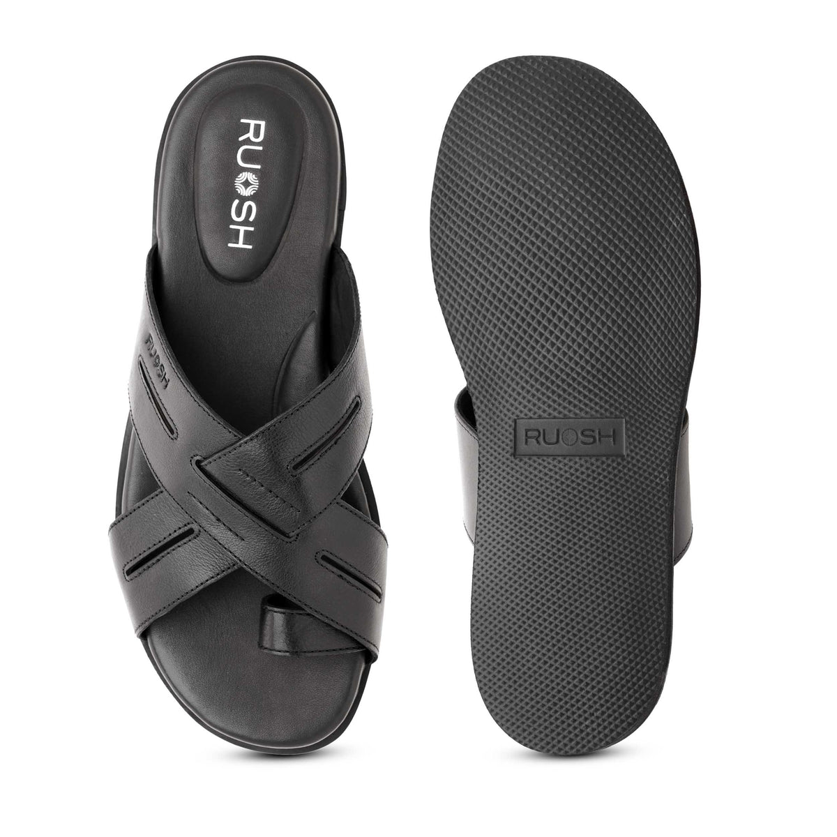 The Vega Black Men Slipper Ruosh