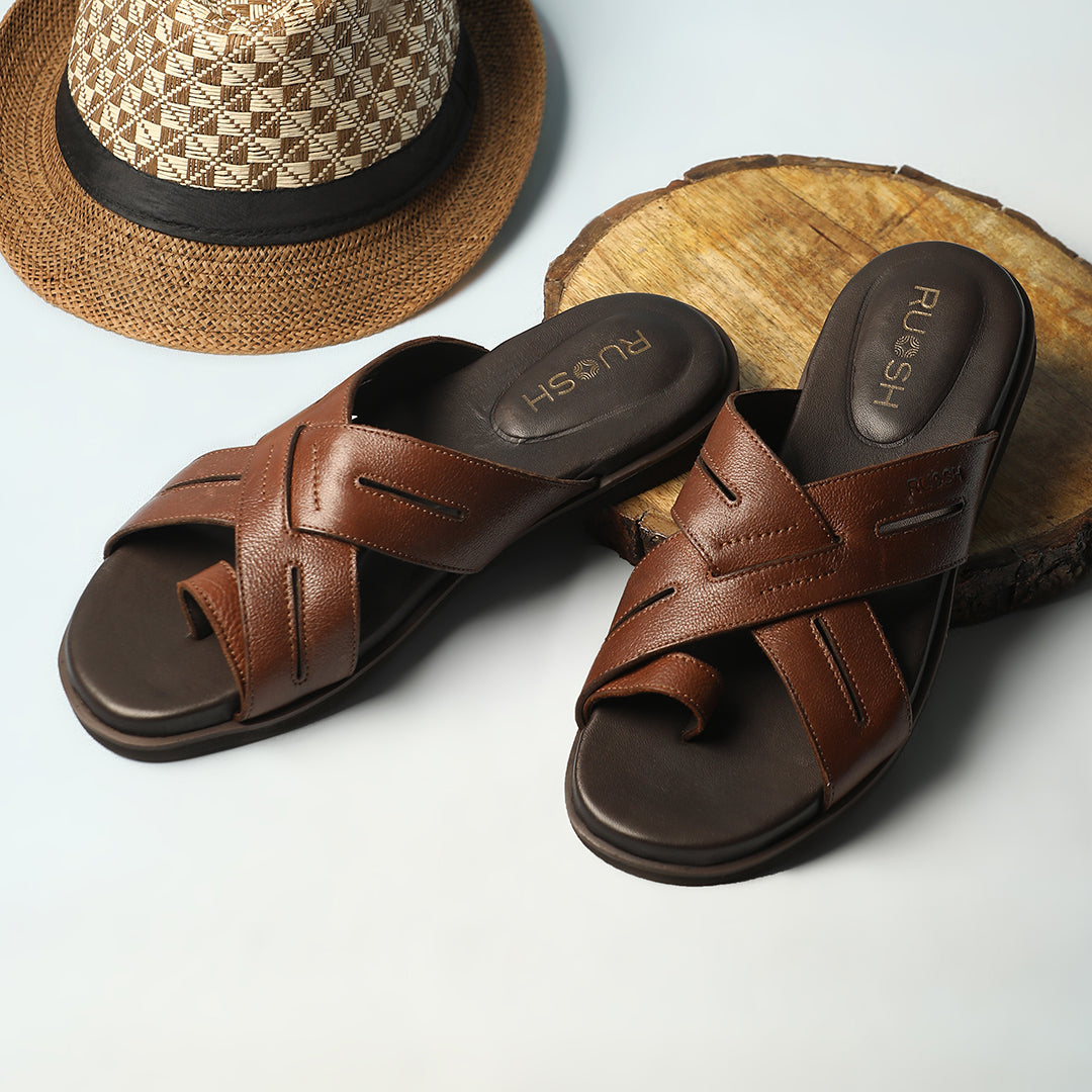 The Vega Walnut Tan Men Sandals Ruosh