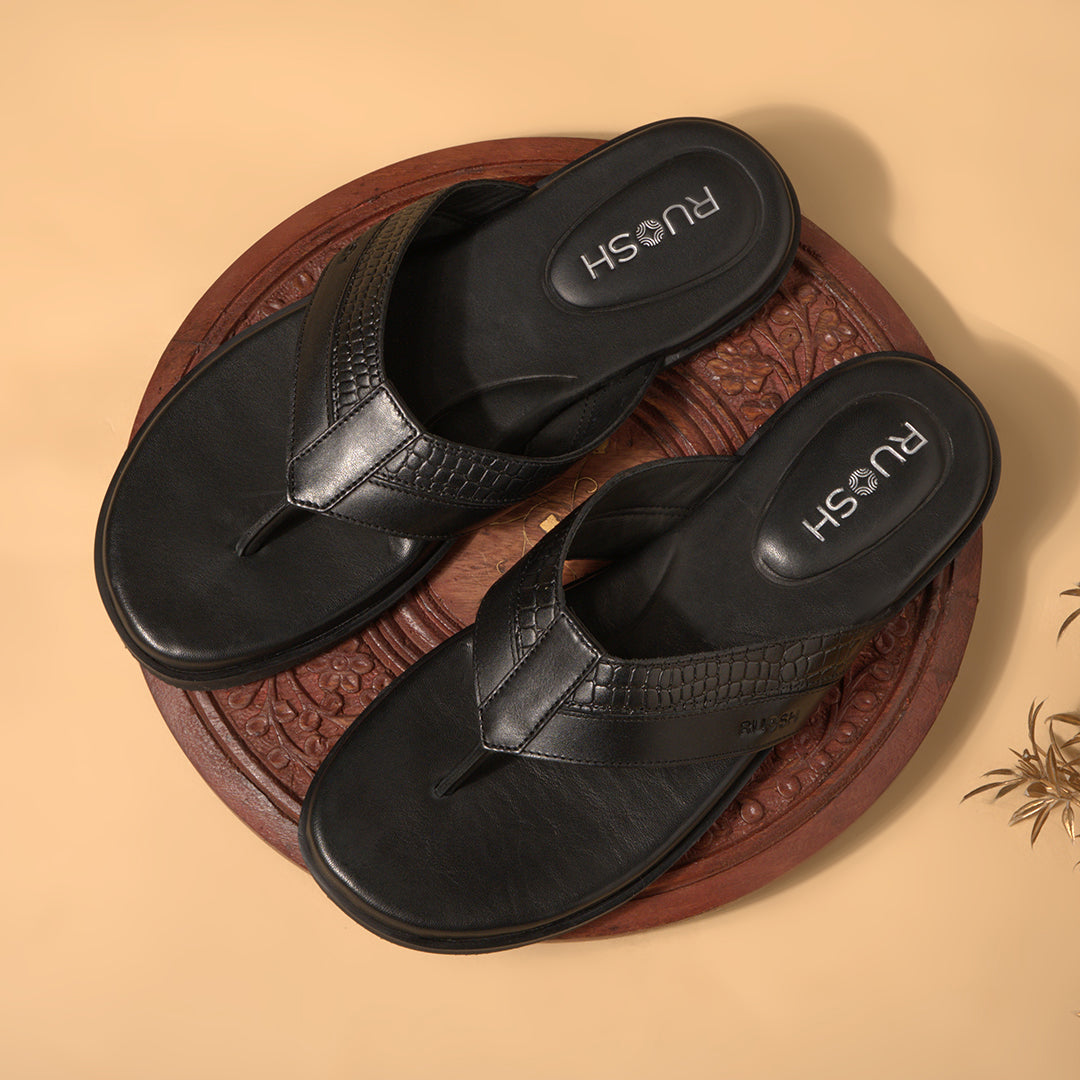 The Onyx Black Men Sandals Ruosh