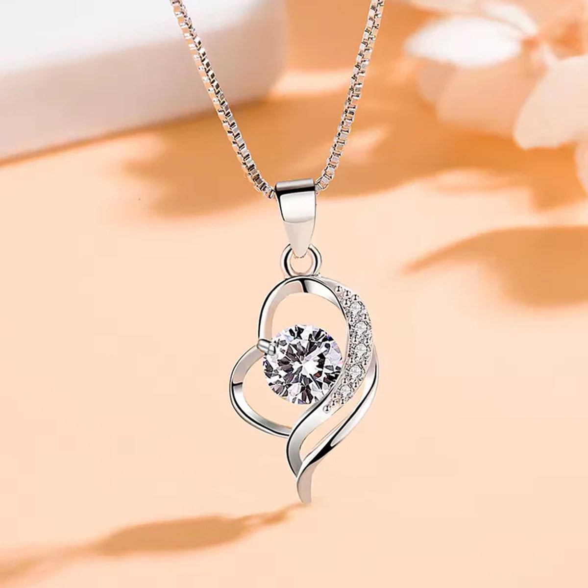 Infinity & Heart Shaped Stacking Bracelet, Gold Plated Heart Shaped Pendent Chain and Sterling heart-shaped zircon pendant necklace Combo