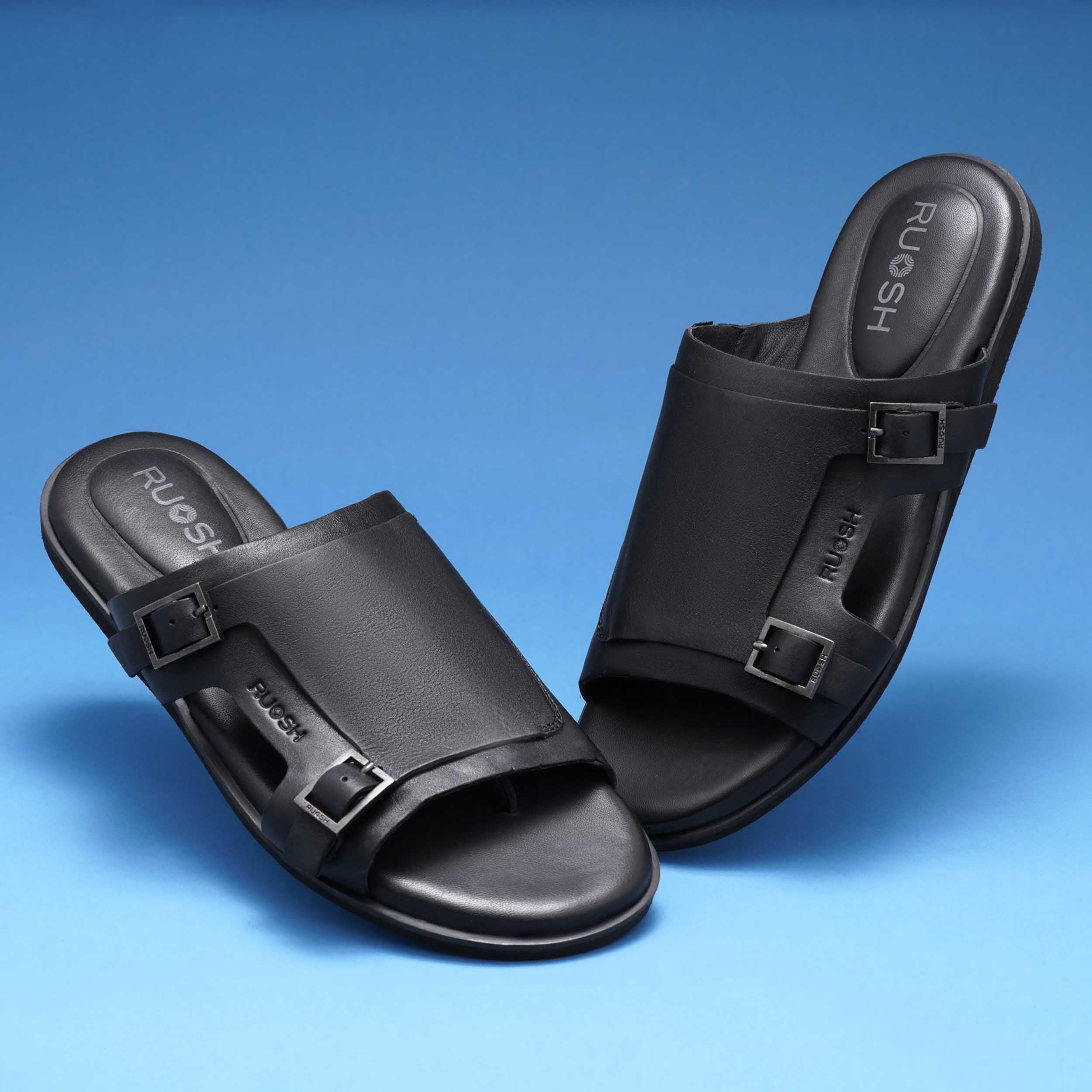 The Harvey Ruosh Men Black Monk Strap Slipper