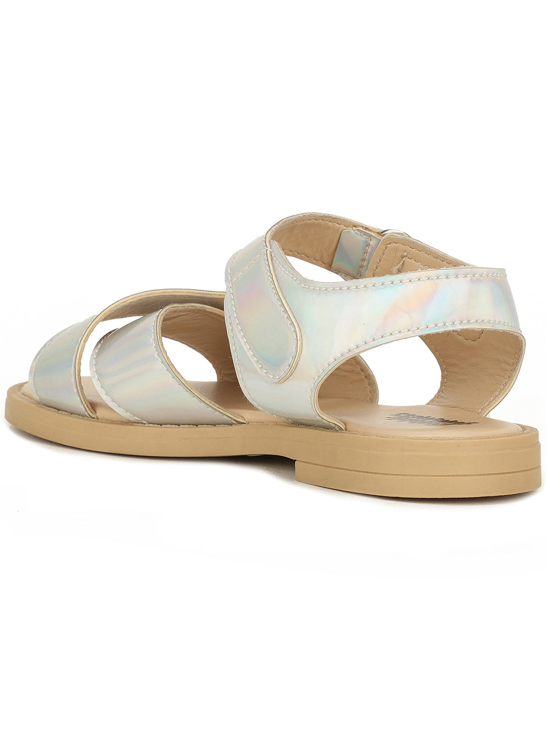 Bubblegummers Girl's Silver Flat Sandal With Buckle Closure - Silver - View 3