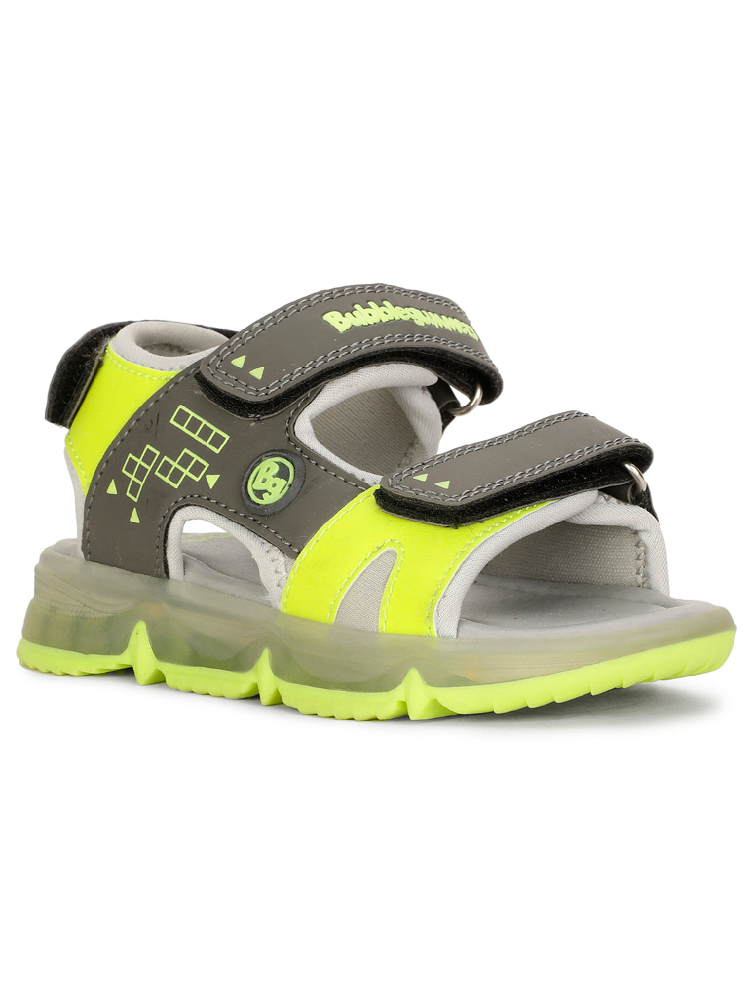 Bubblegummers Boy's Grey Velcro Strap Sporty Sandal - Grey - View 1