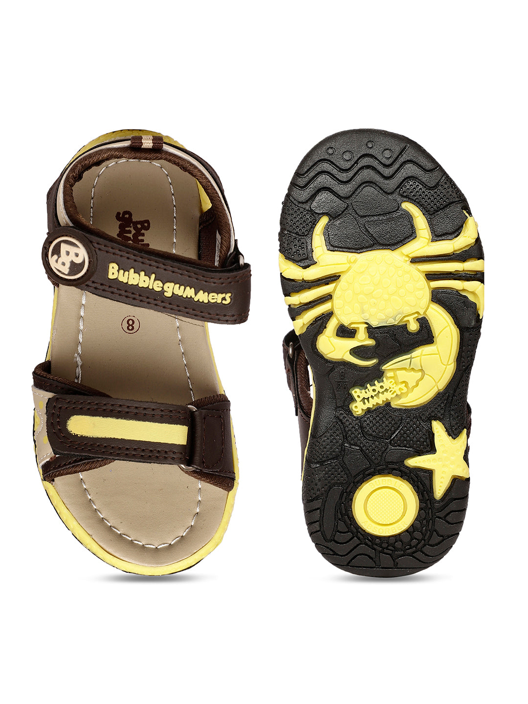 Bubblegummers Boy's Brown Velcro Strap Sporty Sandal - Brown - View 4