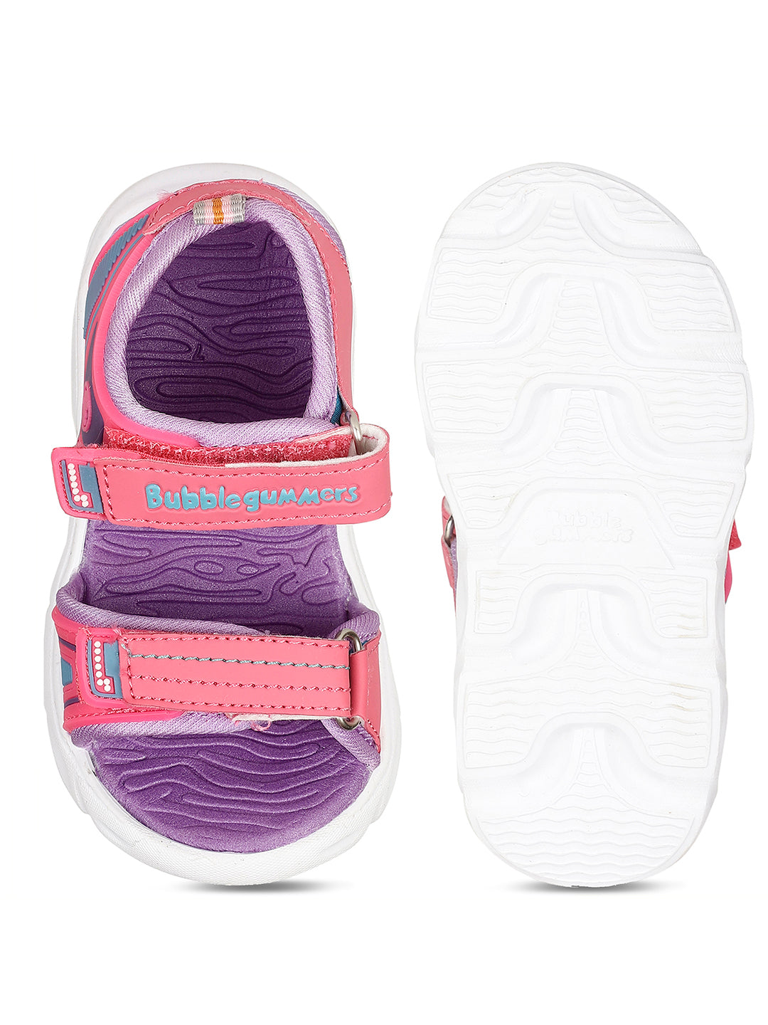 Bubblegummers Girl's Pink Velcro Strap Sporty Sandal - Pink - View 4