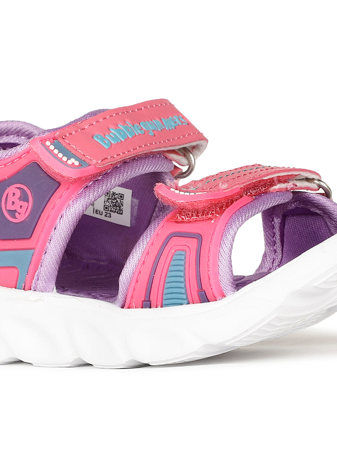 Bubblegummers Girl's Pink Velcro Strap Sporty Sandal - Pink - View 5