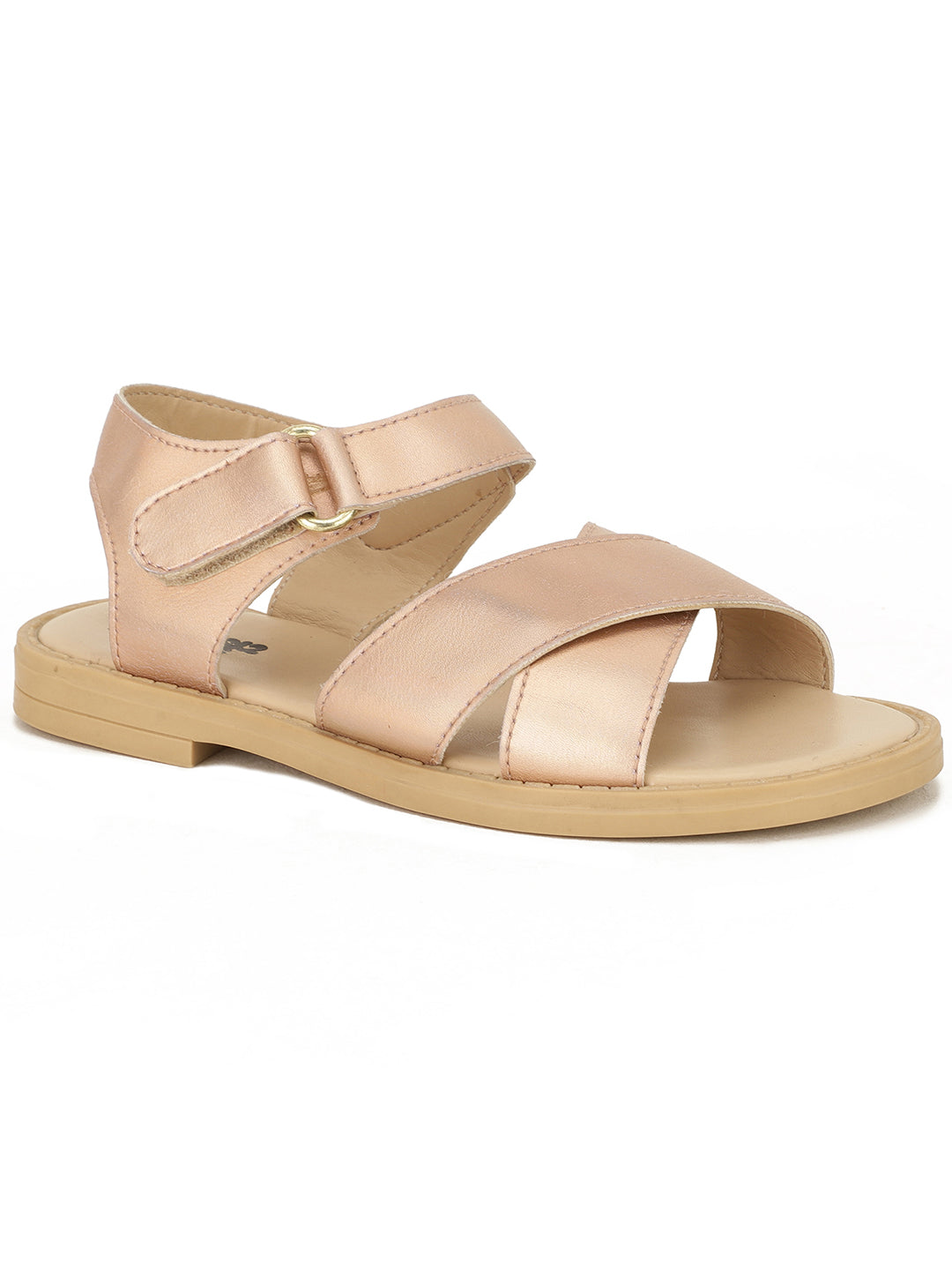 Bubblegummers Girl's Gold Flat Sandal With Buckle Closure - Gold - View 1