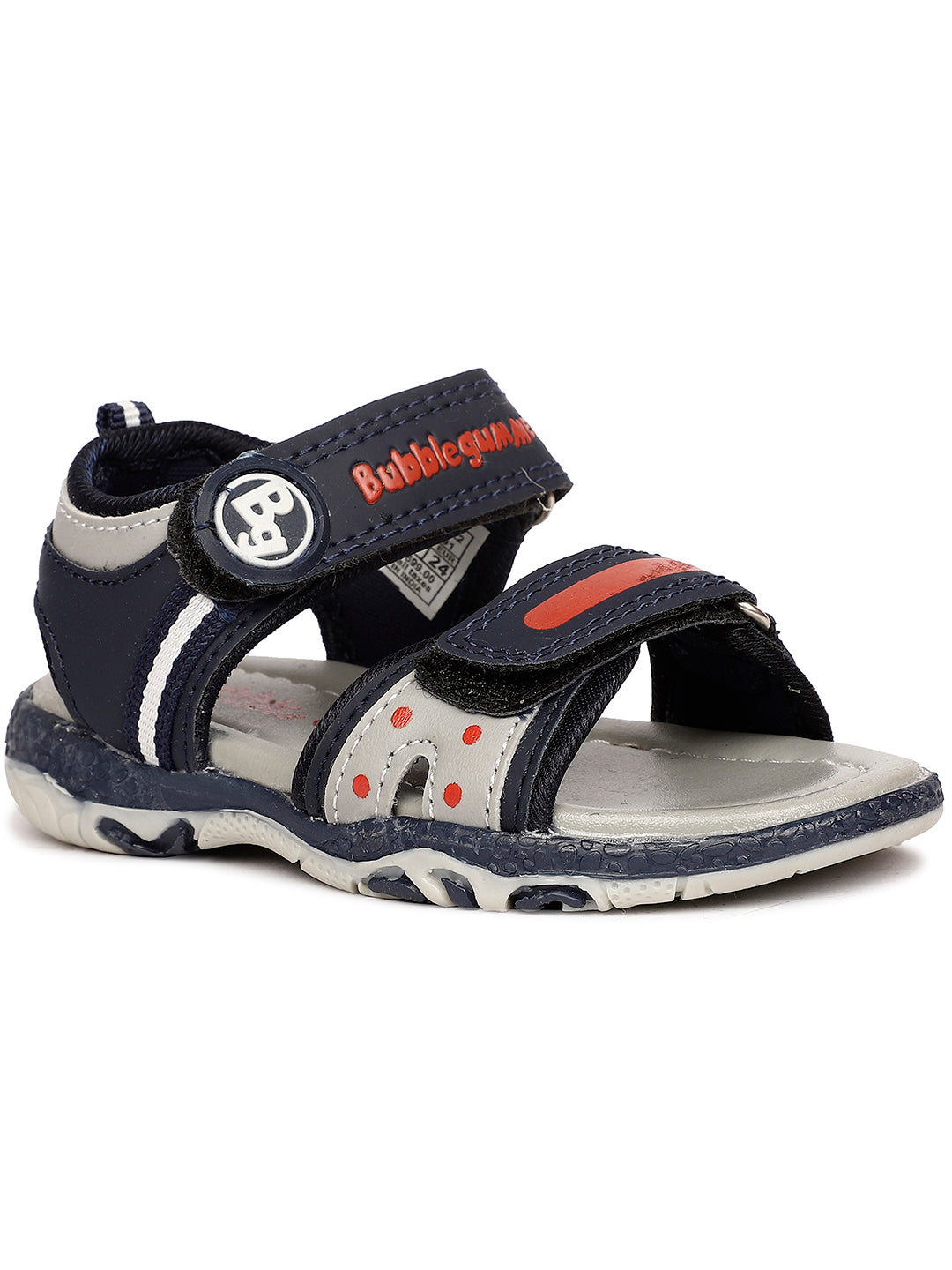 Bubblegummers Boy's Navy Blue Velcro Strap Sporty Sandal - Navy Blue - View 1