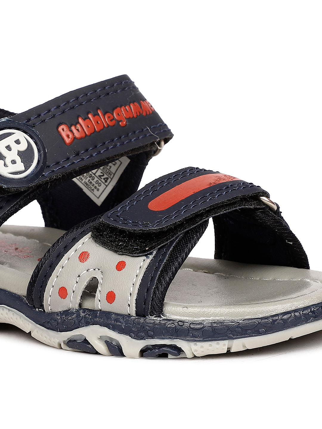 Bubblegummers Boy's Navy Blue Velcro Strap Sporty Sandal - Navy Blue - View 5