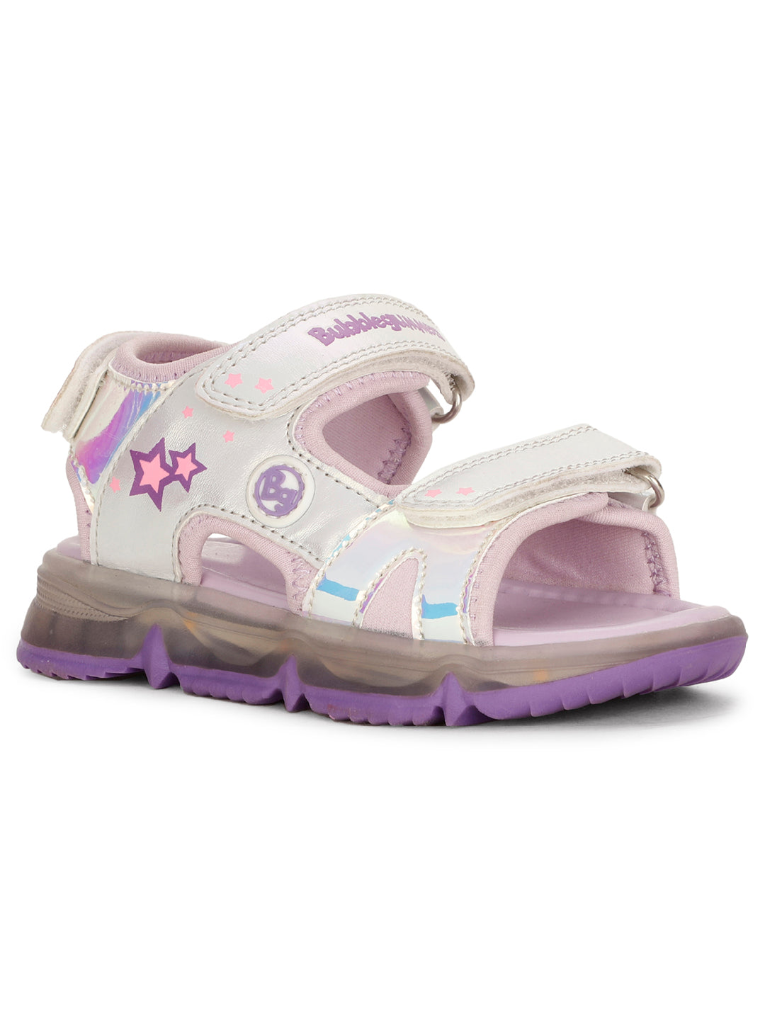 Bubblegummers Girls Casual Velcro Strap Sandal - Purple - View 1