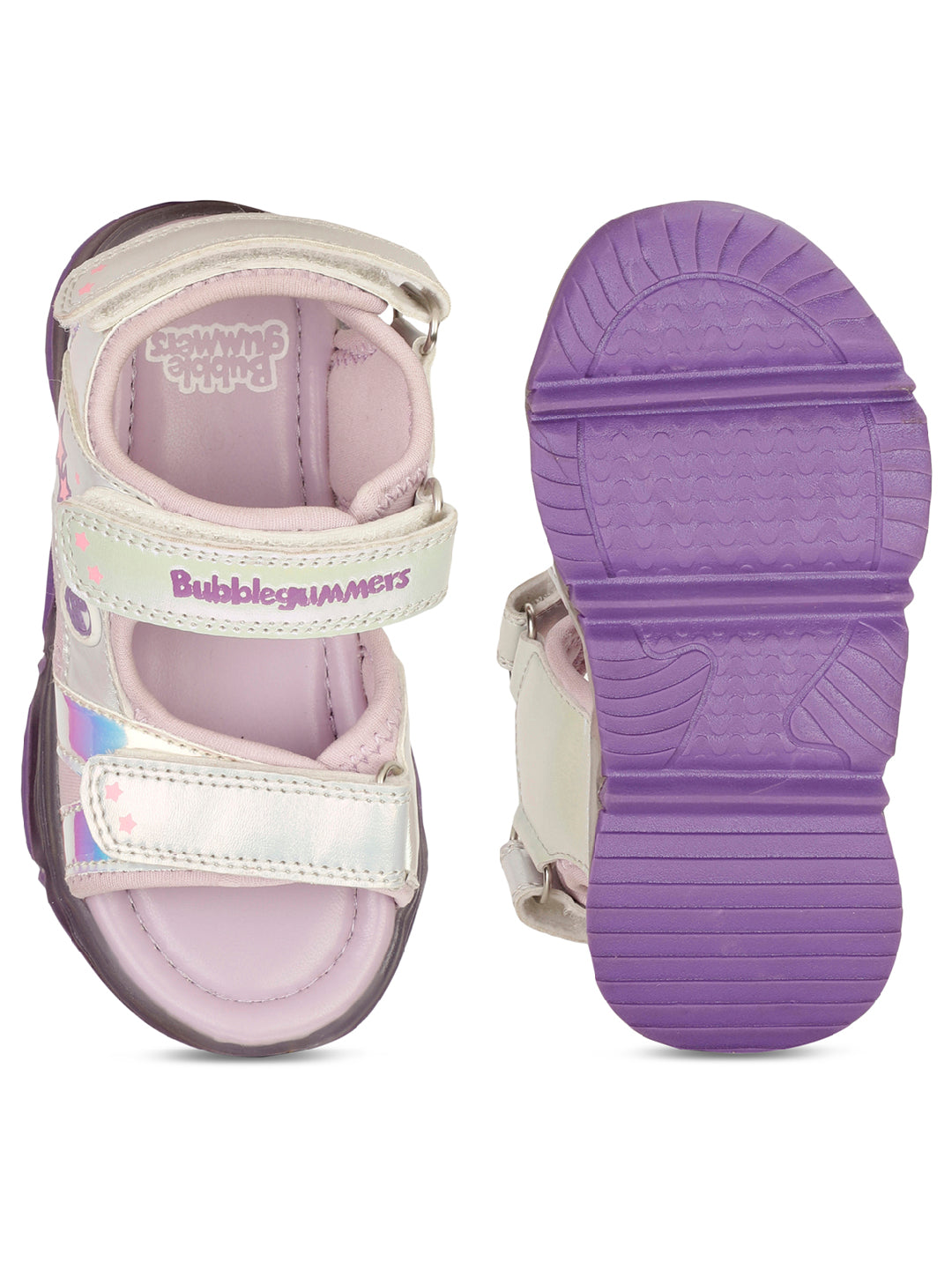 Bubblegummers Girls Casual Velcro Strap Sandal - Purple - View 4