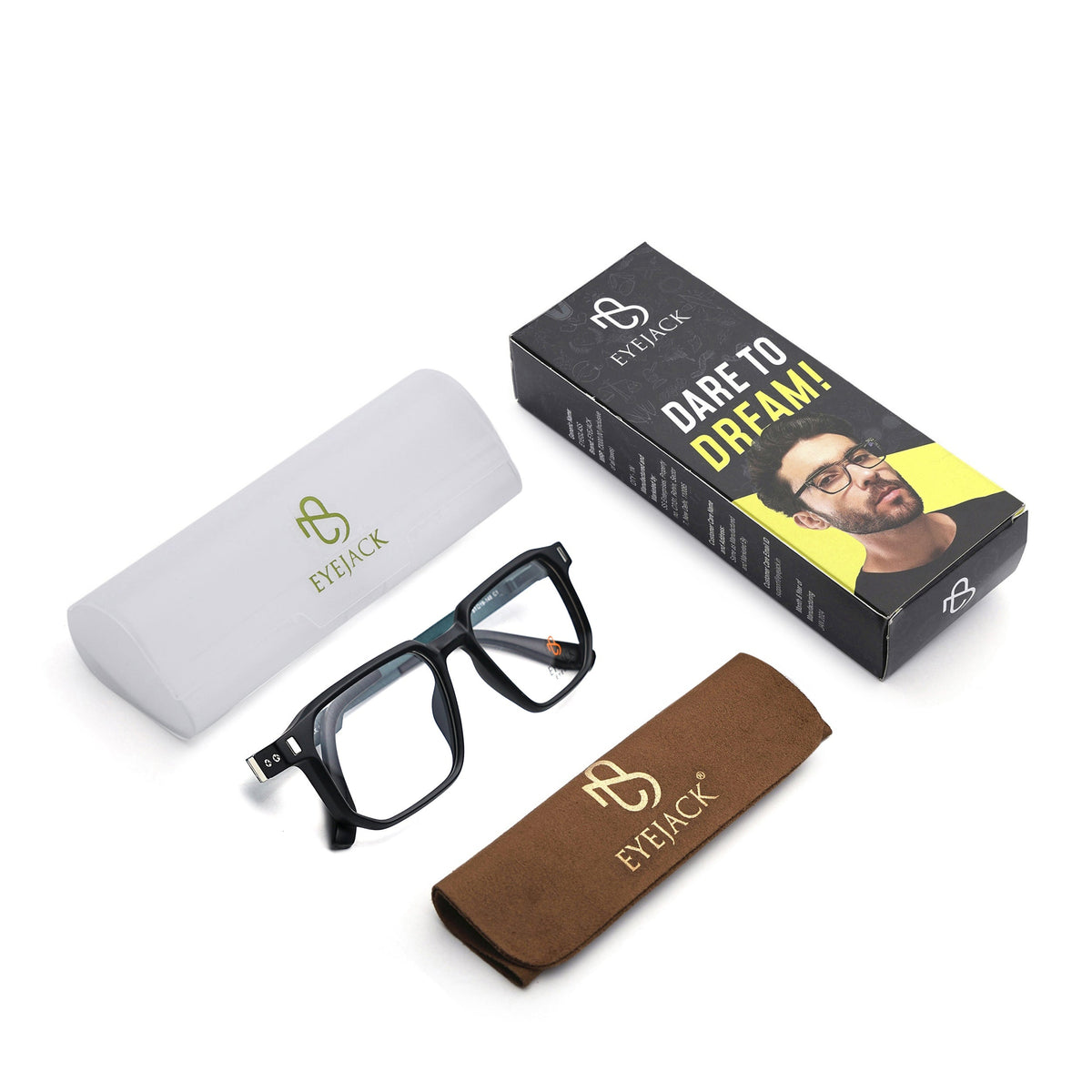 Eyejack Black Wayfarer Eyeglasses for Men and Women - Style 2461 - with box packaging