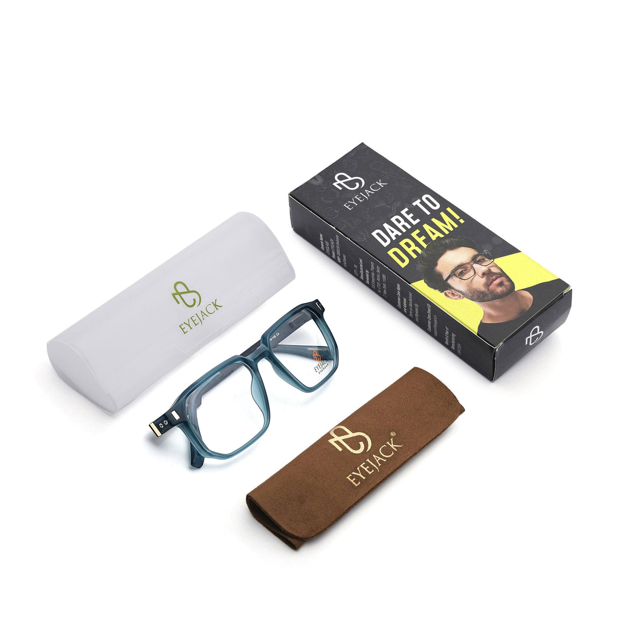 Eyejack Sea Green Wayfarer Eyeglasses for Men and Women - Style 2467 - with box packaging