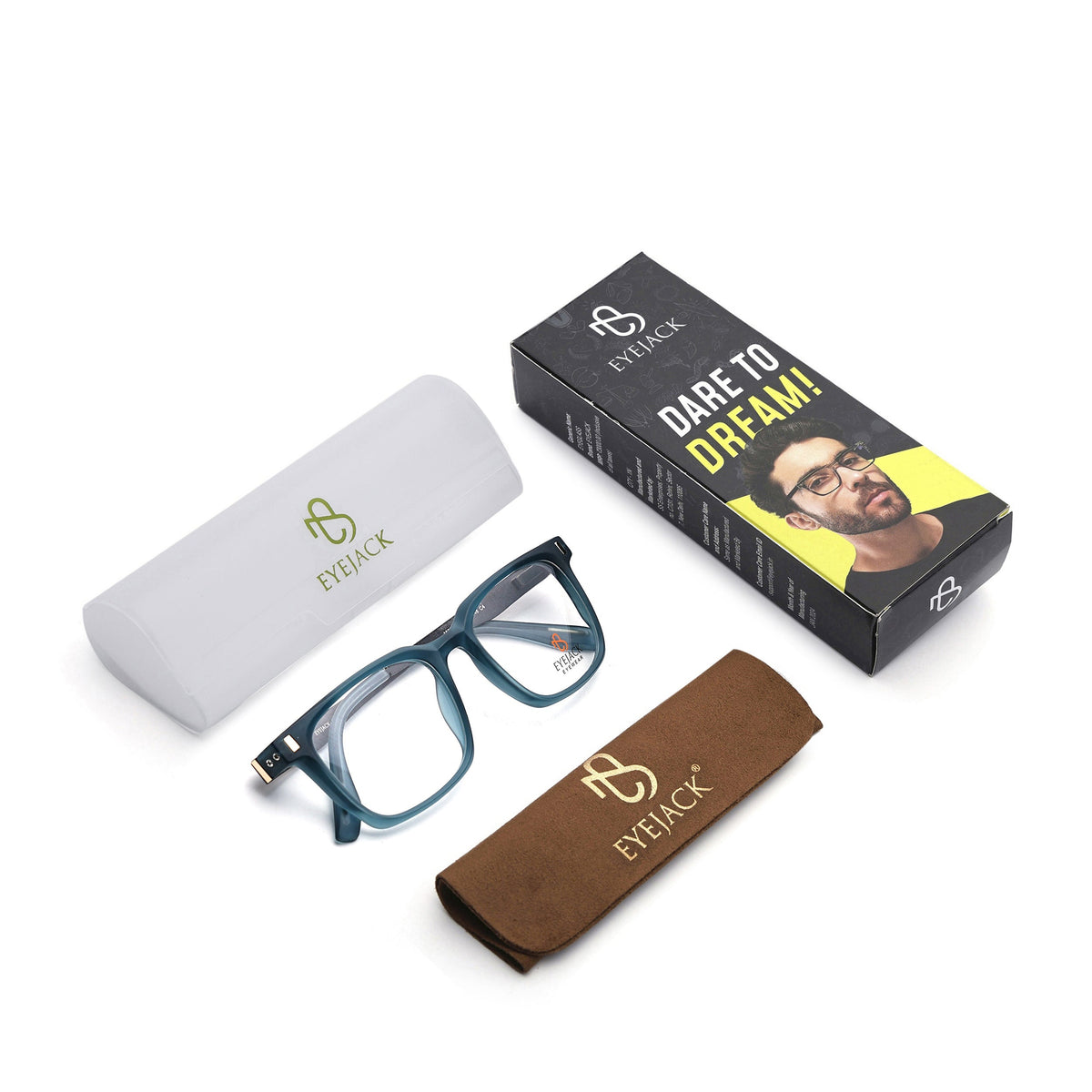 Eyejack Sea Green Wayfarer Eyeglasses for Men and Women - Style 2479 - with box packaging