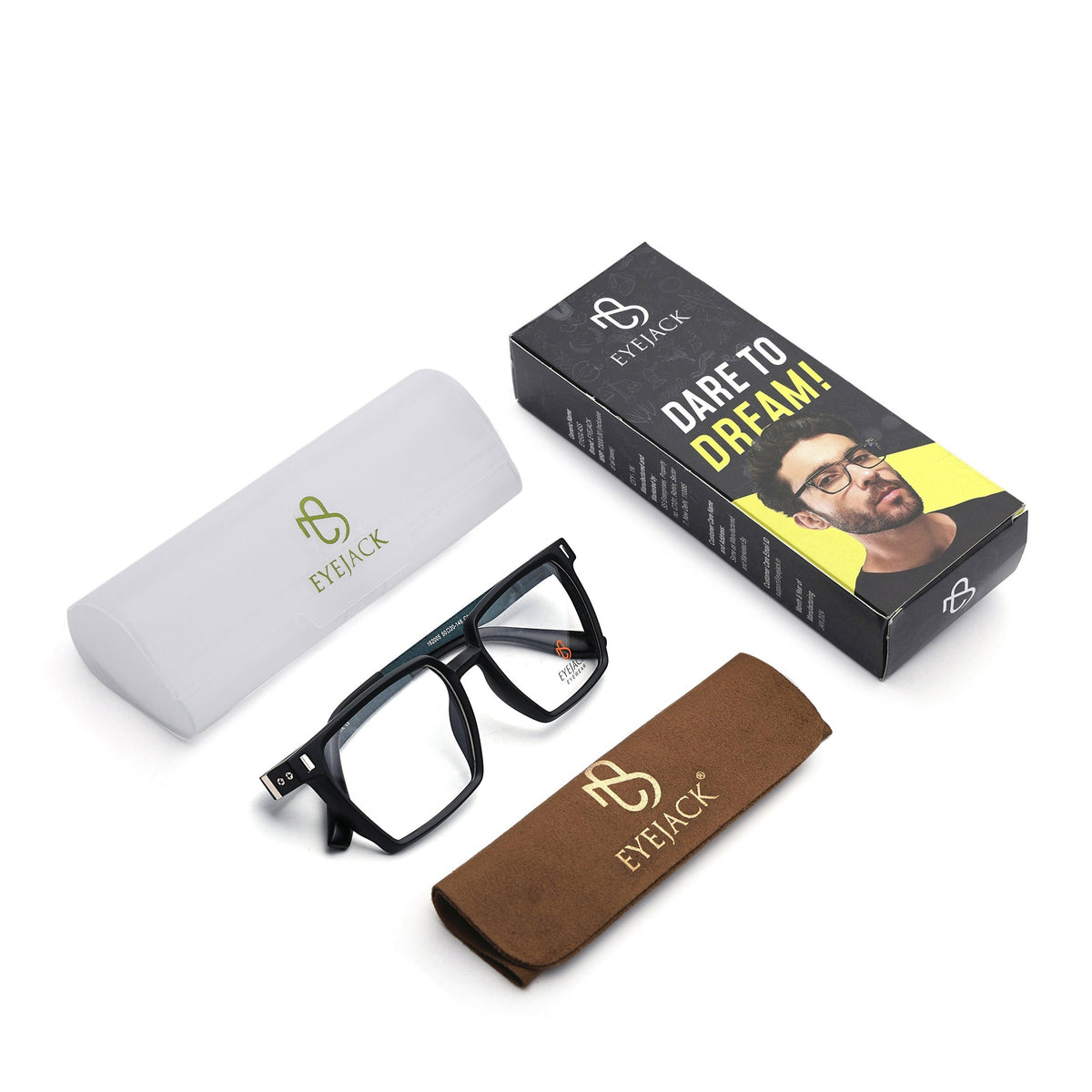 Eyejack Black Wayfarer Eyeglasses for Men and Women - Style 2485 - with box packaging