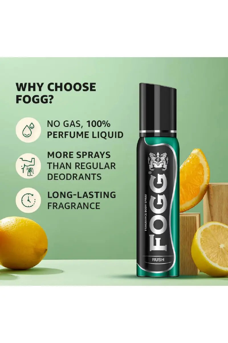 Fogg Rush No Gas Deodorant for Men - 150 ml