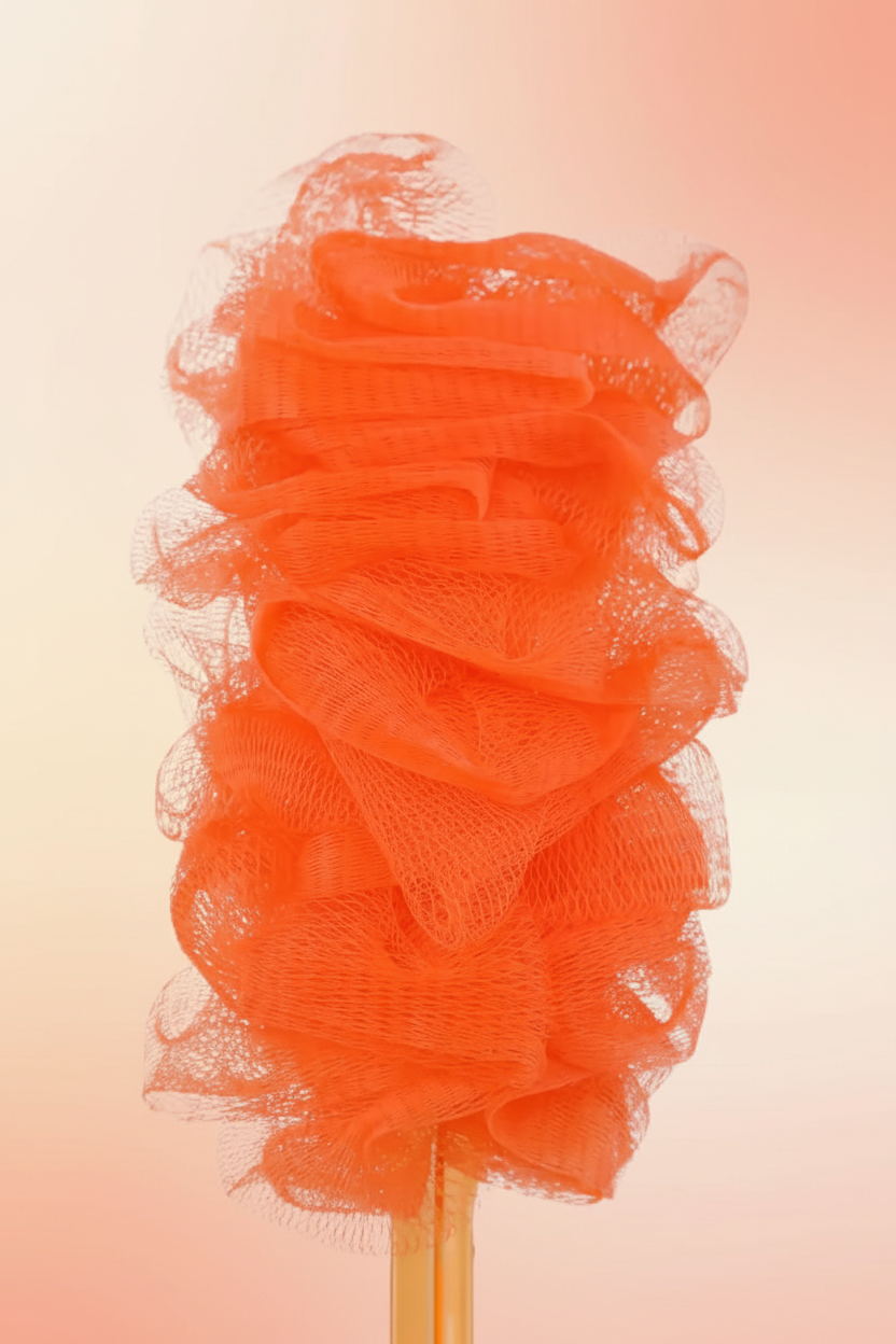 Vivin Luxury Long Handle Nylon Mesh loofah - Orange (Pack of 1) SUPER