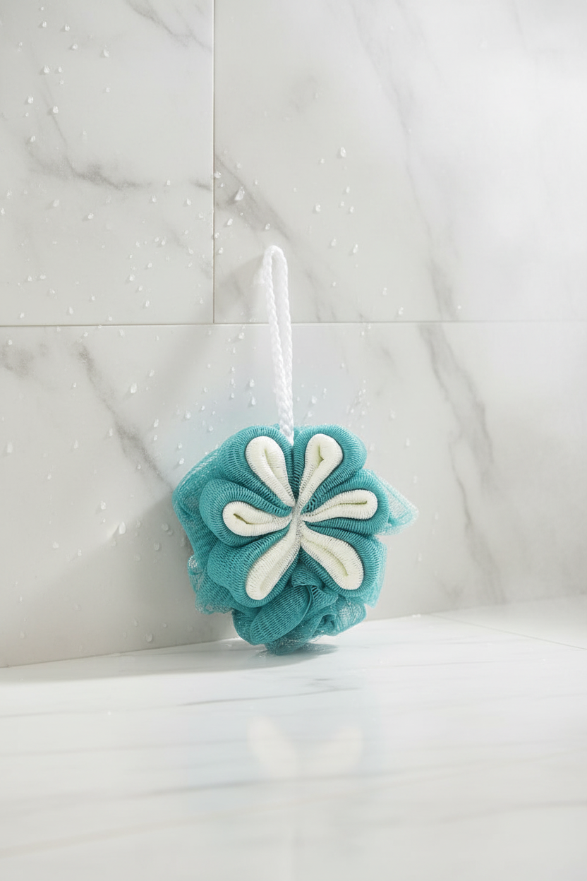 Vivin Flower Shape Bath Shower Sponge Pouf Loofahs (Blue) - Pack of 1 SUPER