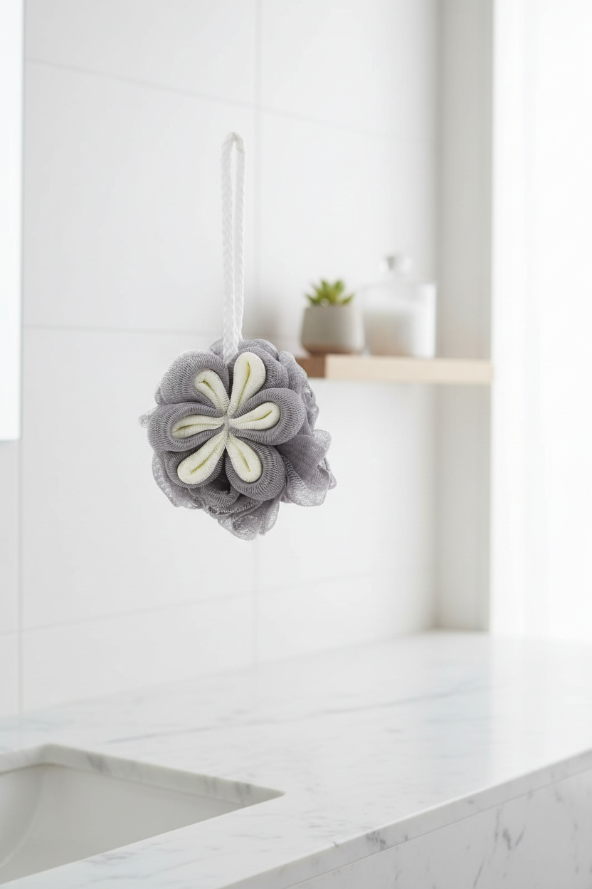 Vivin Flower Shape Bath Shower Sponge Pouf Loofahs (Grey) - Pack of 1 SUPER