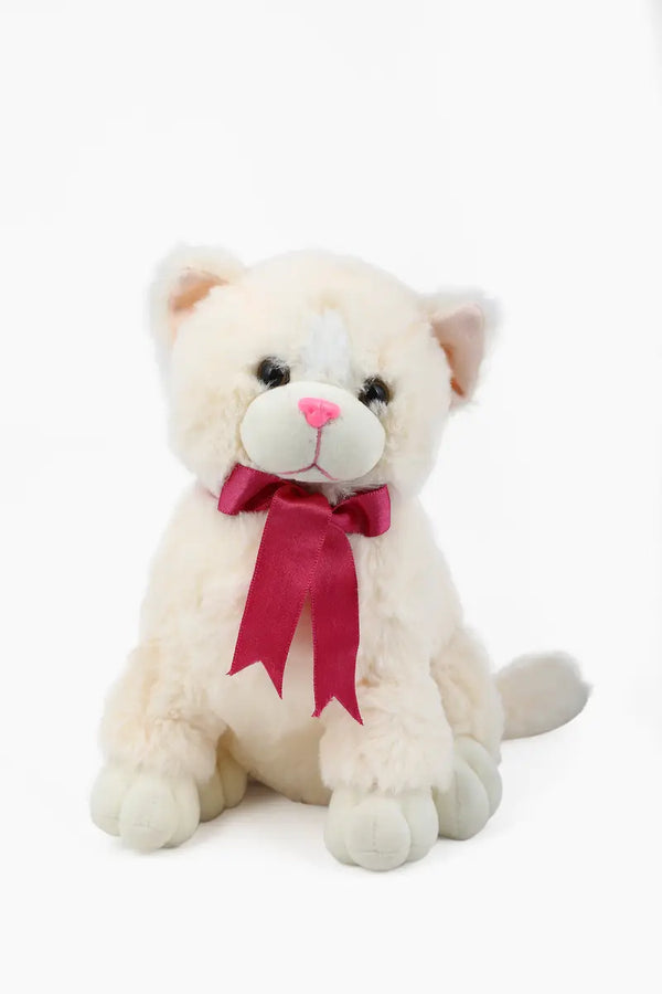 Rabbit Fur Cat Stuffed Toy - 10 Inch