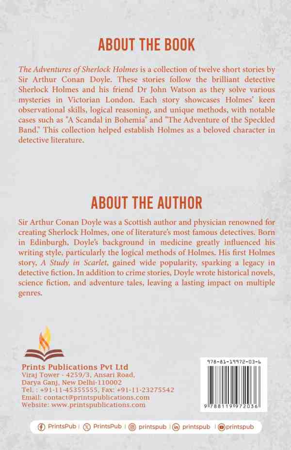 The Adventures of Sherlock Holmes: Classic Detective Stories Prints Publications