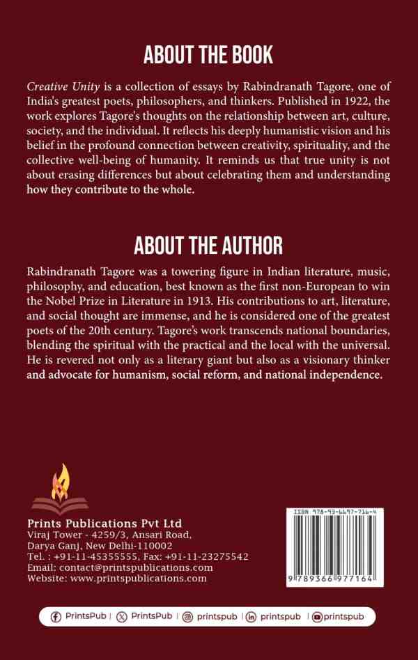 Creative Unity by Rabindranath Tagore – Essays on Art, Culture, and Humanity Prints Publications