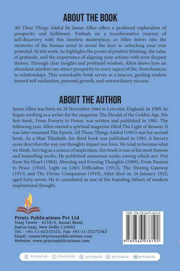 All These Things Added – James Allen | Self-Help & Prosperity Classic Prints Publications