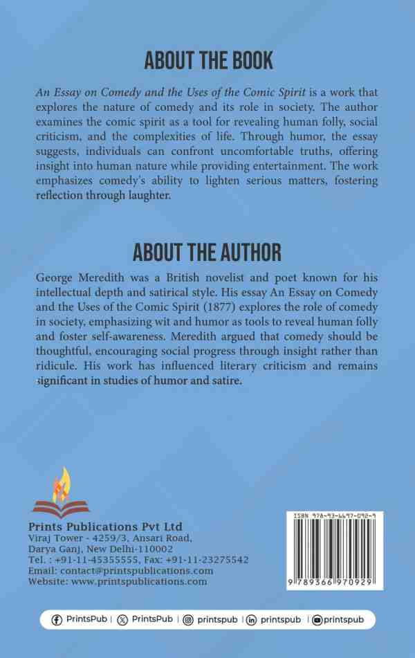 An Essay on Comedy and the Uses of the Comic Spirit Prints Publications