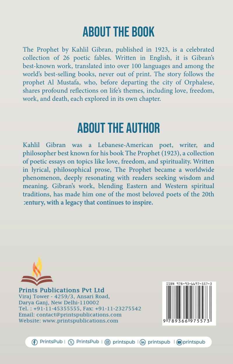 The Prophet by Kahlil Gibran – A Timeless Collection of Spiritual and Philosophical Poems Prints Publications