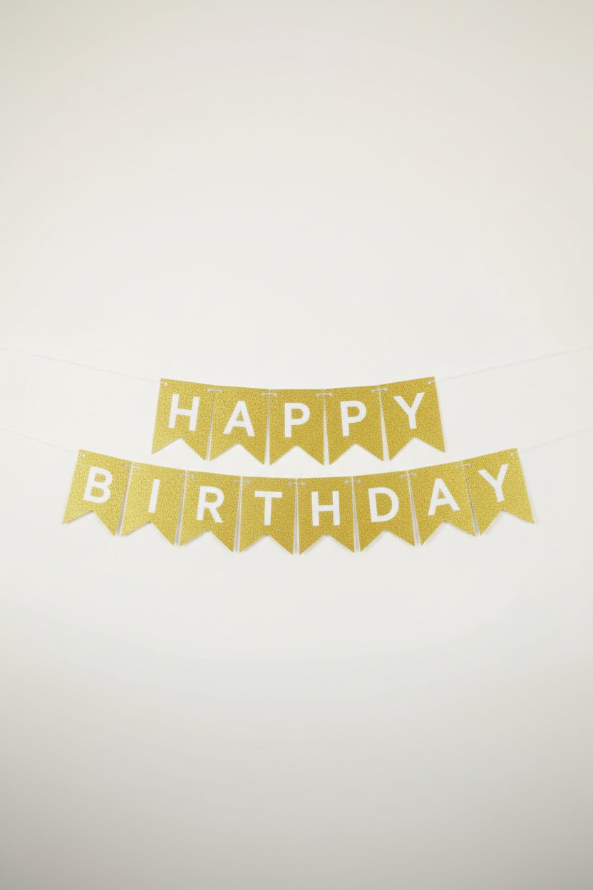 Happy Birthday Banner (Gold, Glitter) SUPER