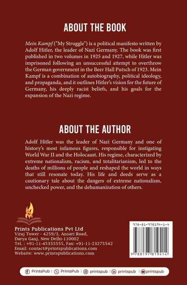 Mein Kampf: Adolf Hitler’s Political Manifesto and Vision for Nazi Germany Prints Publications