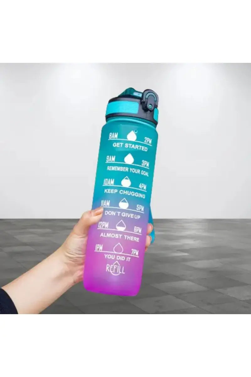 Plastic Sipper Water Bottle - 1000 ml (Green-Lavender)