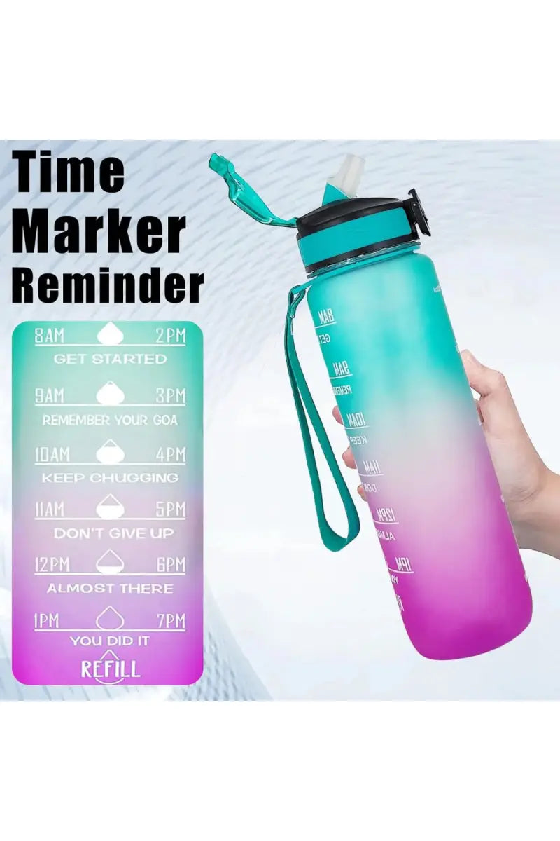 Plastic Sipper Water Bottle - 1000 ml (Green-Lavender)
