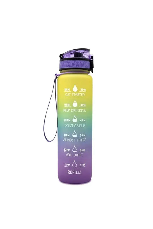 Plastic Sipper Water Bottle - 1000 ml (Yellow-Lavender)