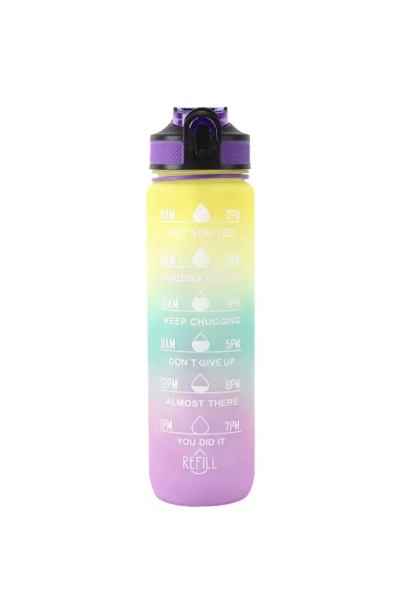 Plastic Sipper Water Bottle - 1000 ml (Yellow-Lavender)