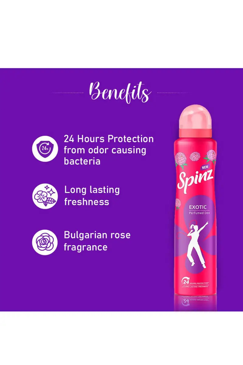 Spinz Exotic Perfumed Deodrant- 200ml X 2 (Buy 1 Get 1 Free)