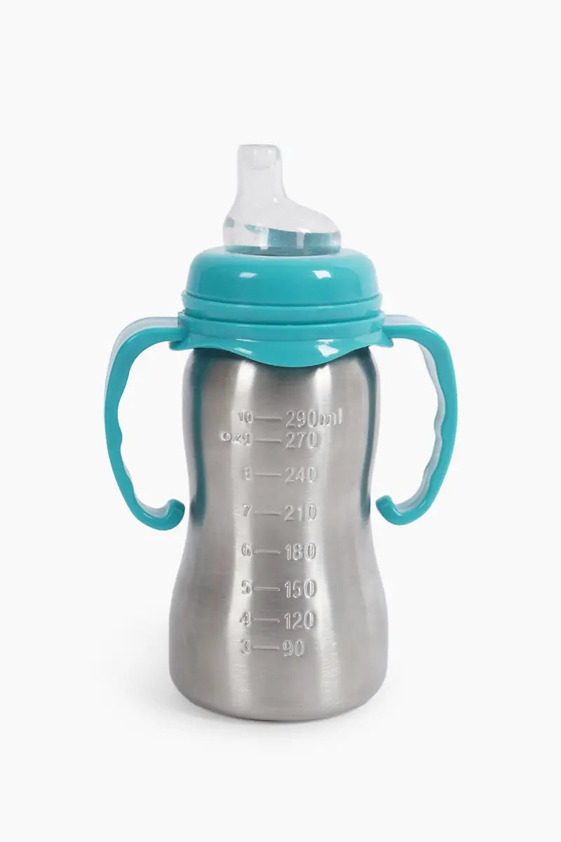 Stainless Steel Baby Milk Feeding Bottle- 290 ml (Blue)