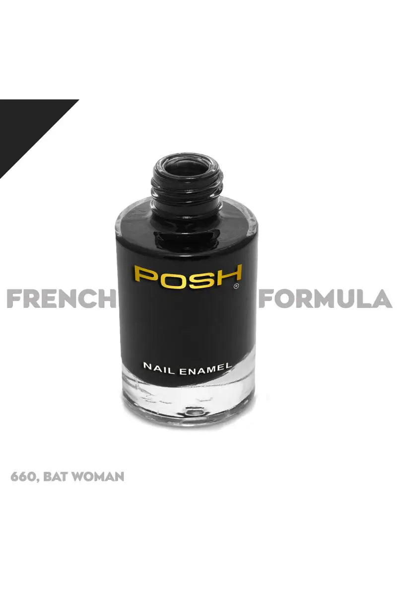 Posh Long-lasting Shine High Gloss Nail Polish - 9ml (660 Bat Women, Black)