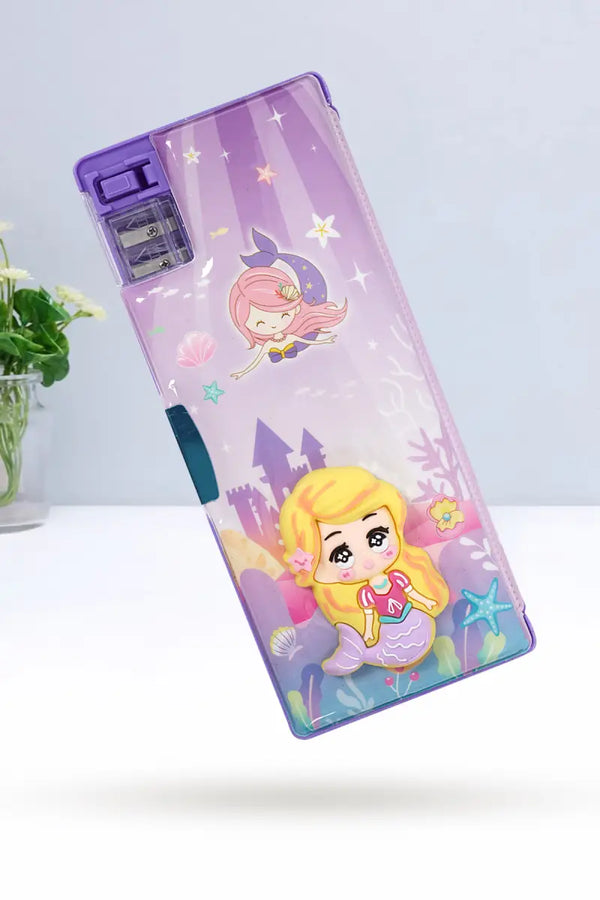 Stationary Pencil Box for Kids (Mermaid- Purple) - Pack of 1