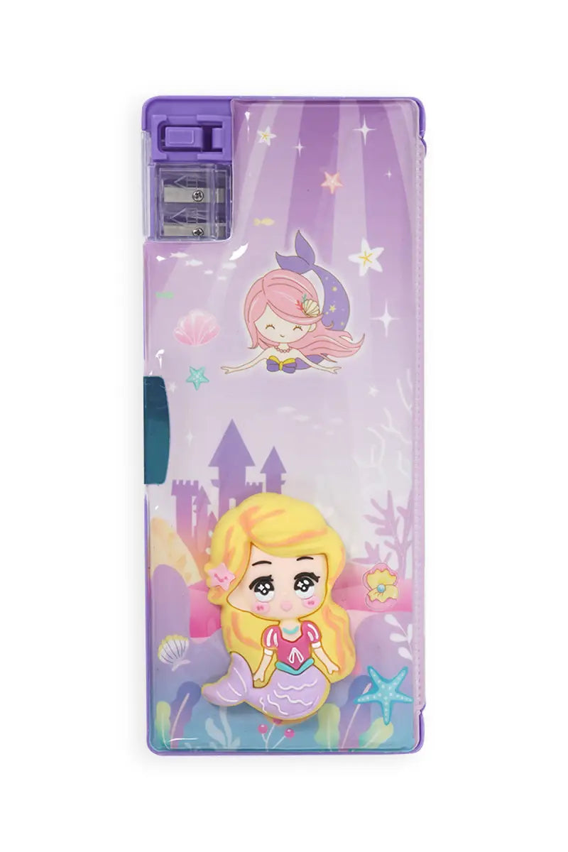 Stationary Pencil Box for Kids (Mermaid- Purple) - Pack of 1