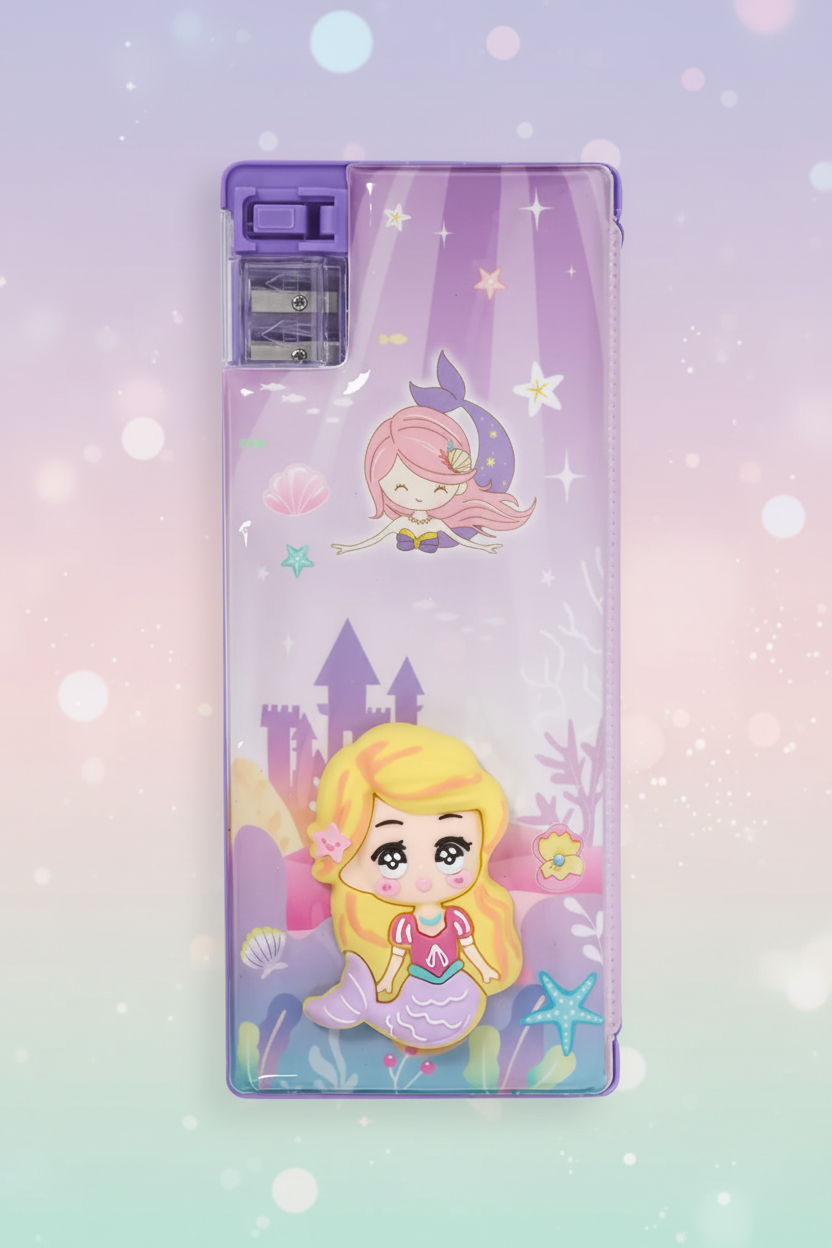 Stationary Pencil Box for Kids (Mermaid- Purple) - Pack of 1 SUPER