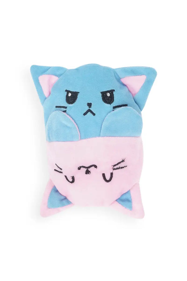 2 In 1 Teddy & Cat Reversible Stuffed Toy (Pink - Blue)