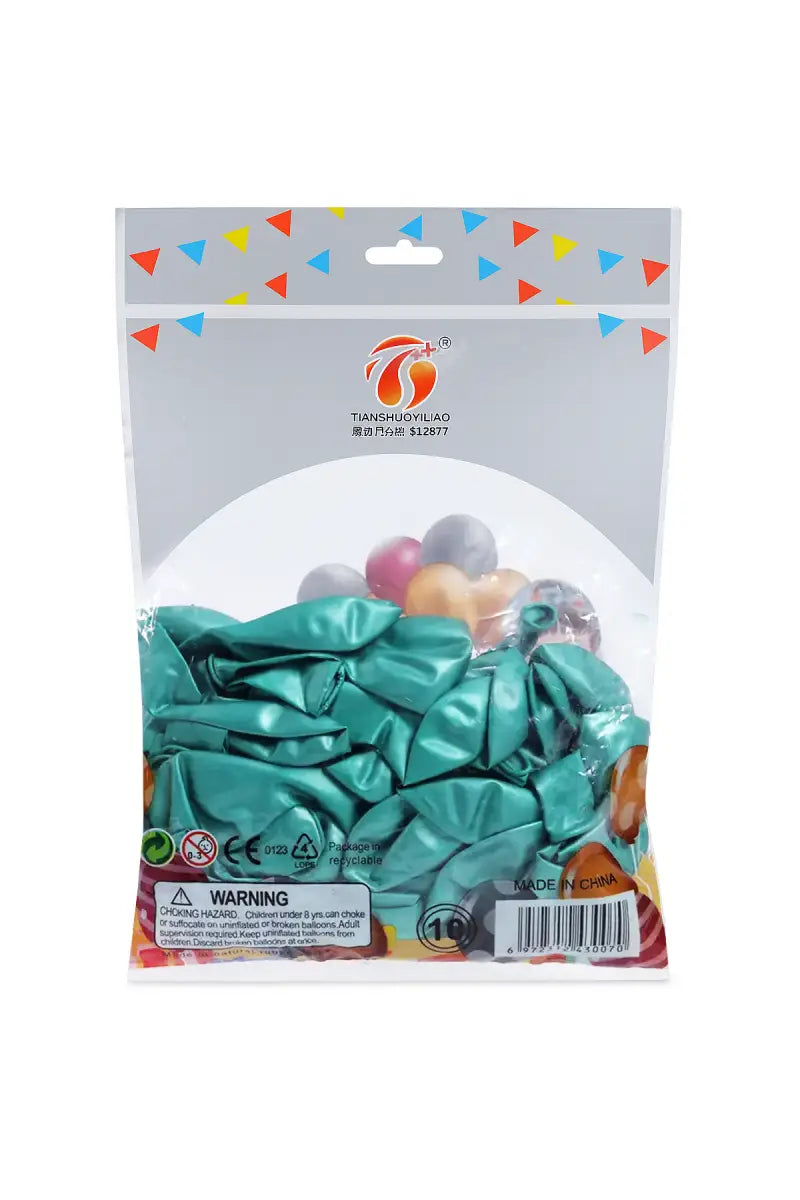Metallic Chrome Balloons for Decoration - Pack of 50 (Green)